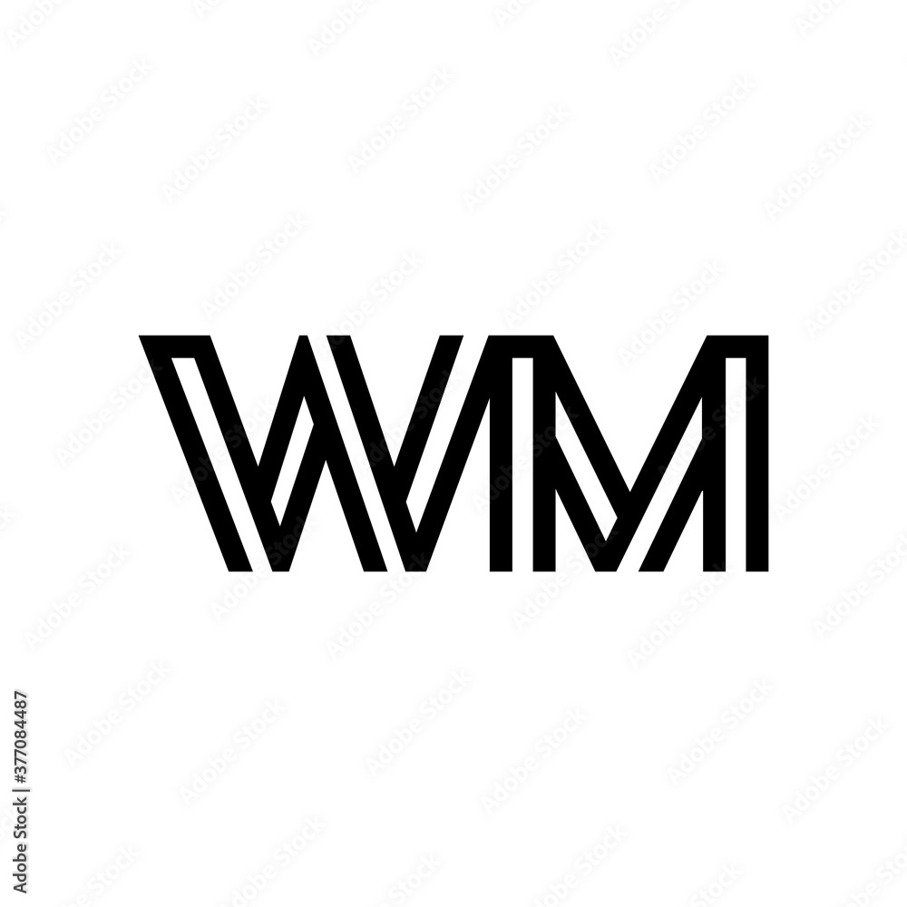 initial letter wm line stroke logo modern initial letter wm line stroke logo modern