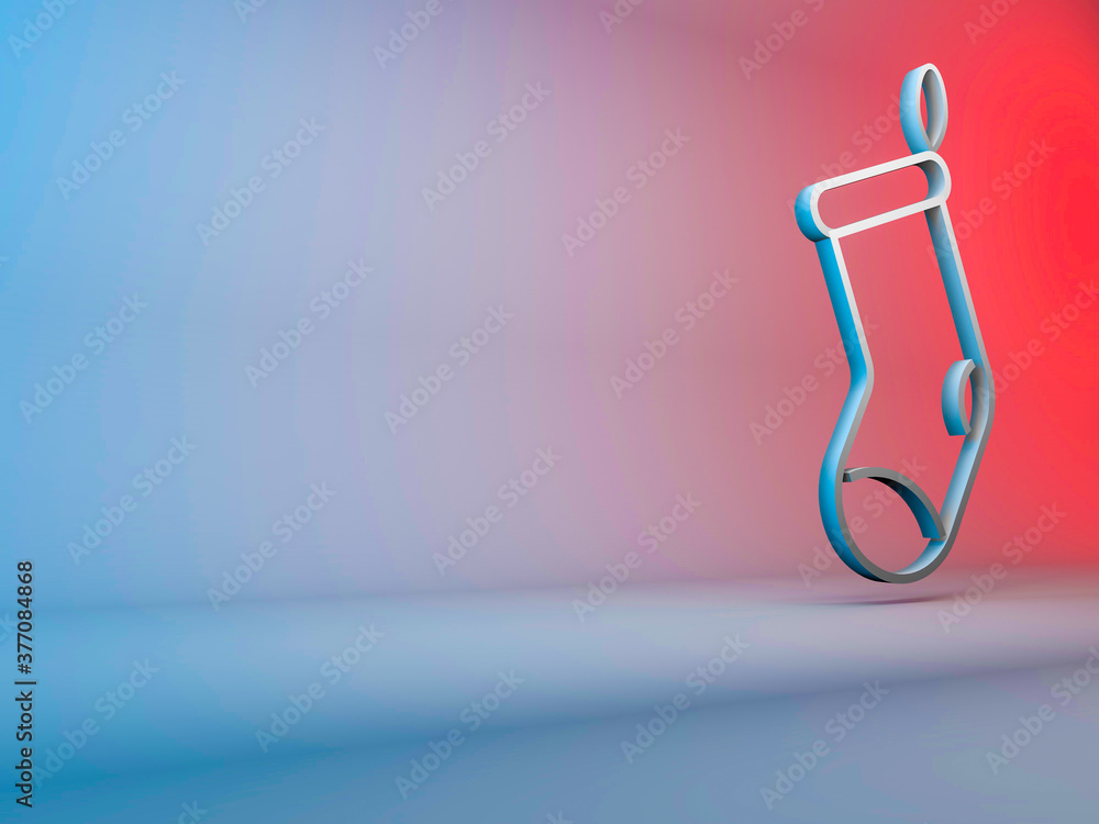 3d illustration, christmas sock icon, on gradient background 3d illustration, christmas sock icon, on gradient background