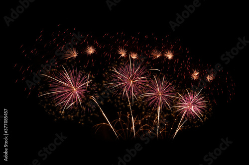 Colorful fireworks celebration and the midnight sky.