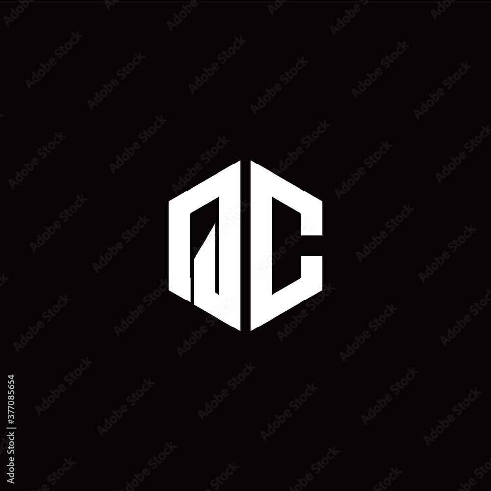 Initial Q C letter with polygon modern style logo template vector Initial Q C letter with polygon modern style logo template vector