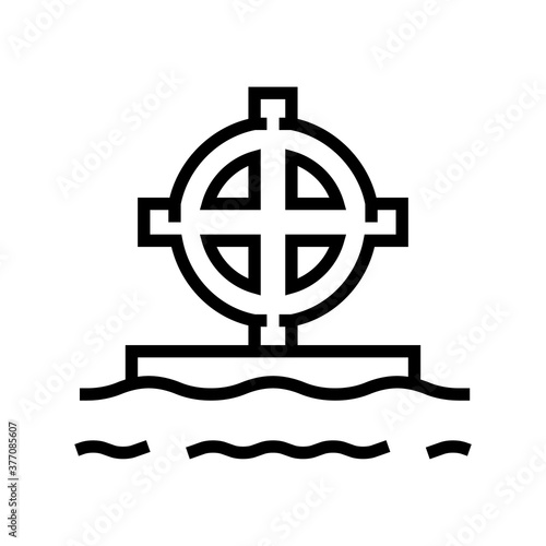 tomb cross line icon vector. tomb cross sign. isolated contour symbol black illustration