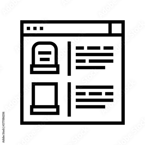 tombstone internet store line icon vector. tombstone internet store sign. isolated contour symbol black illustration