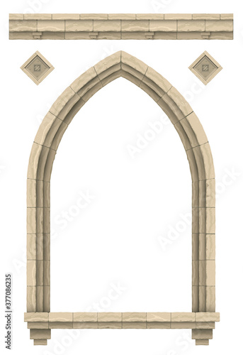 Stone beige antique gothic castle or temple arch