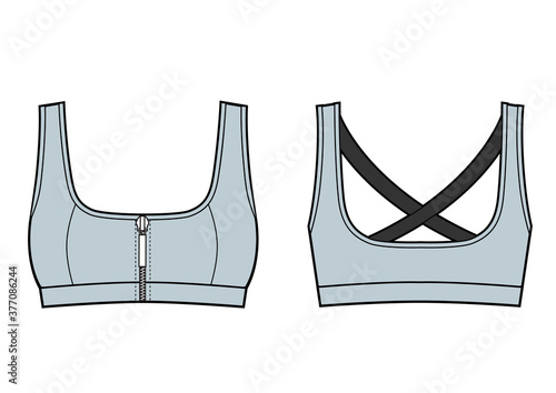 Woman Sport Bra Training Top. Front and back view