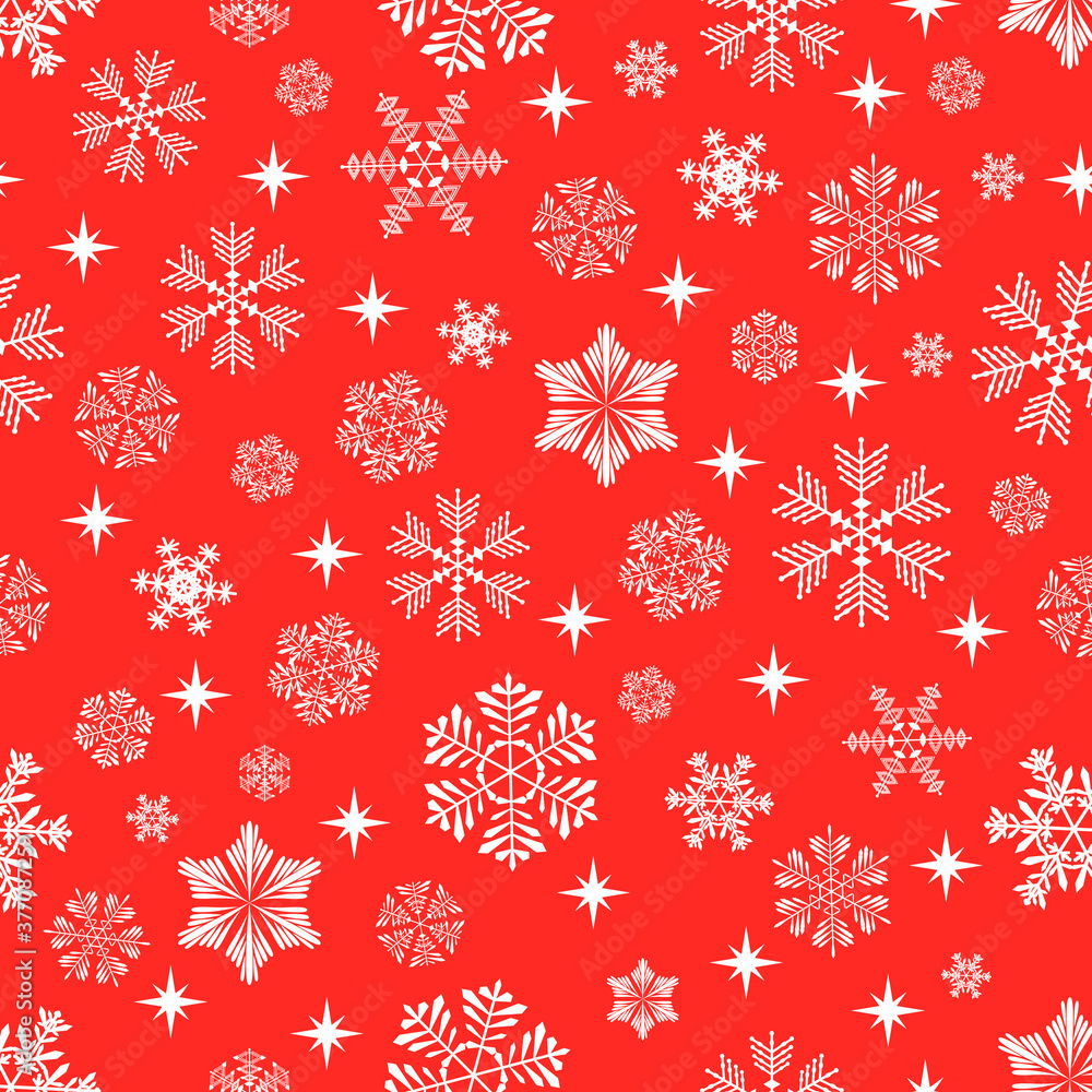Snowflakes and stars seamless pattern. Christmas, New Year pattern. Snowflakes and stars seamless pattern. Christmas, New Year pattern.