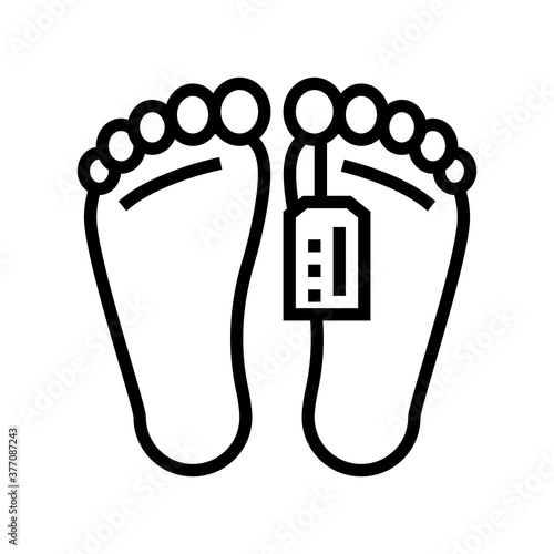 dead human in morgue line icon vector. dead human in morgue sign. isolated contour symbol black illustration
