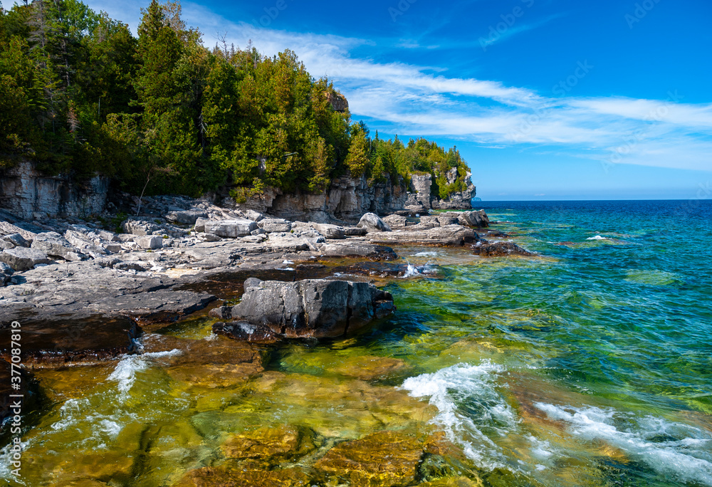 rocky coast of the lake rocky coast of the lake