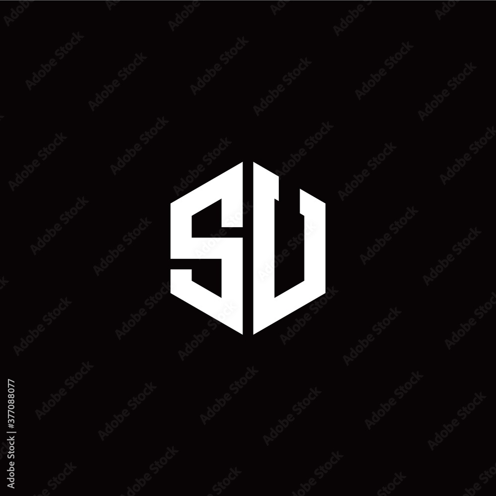 Initial S U letter with polygon modern style logo template vector Initial S U letter with polygon modern style logo template vector