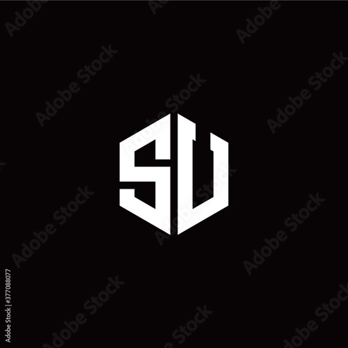 Initial S U letter with polygon modern style logo template vector