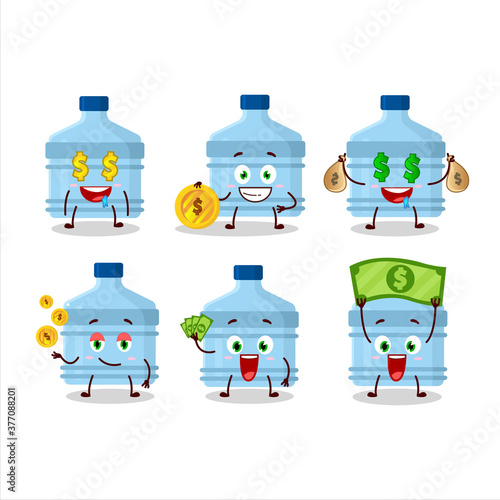 Gallon cartoon character with cute emoticon bring money