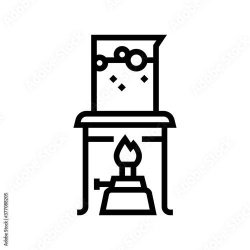 burner boiling chemical liquid line icon vector. burner boiling chemical liquid sign. isolated contour symbol black illustration