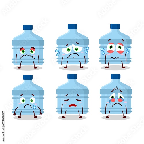 Gallon cartoon in character with sad expression