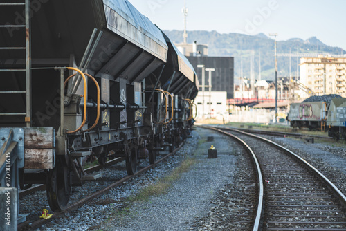 Freight train cars on a siding