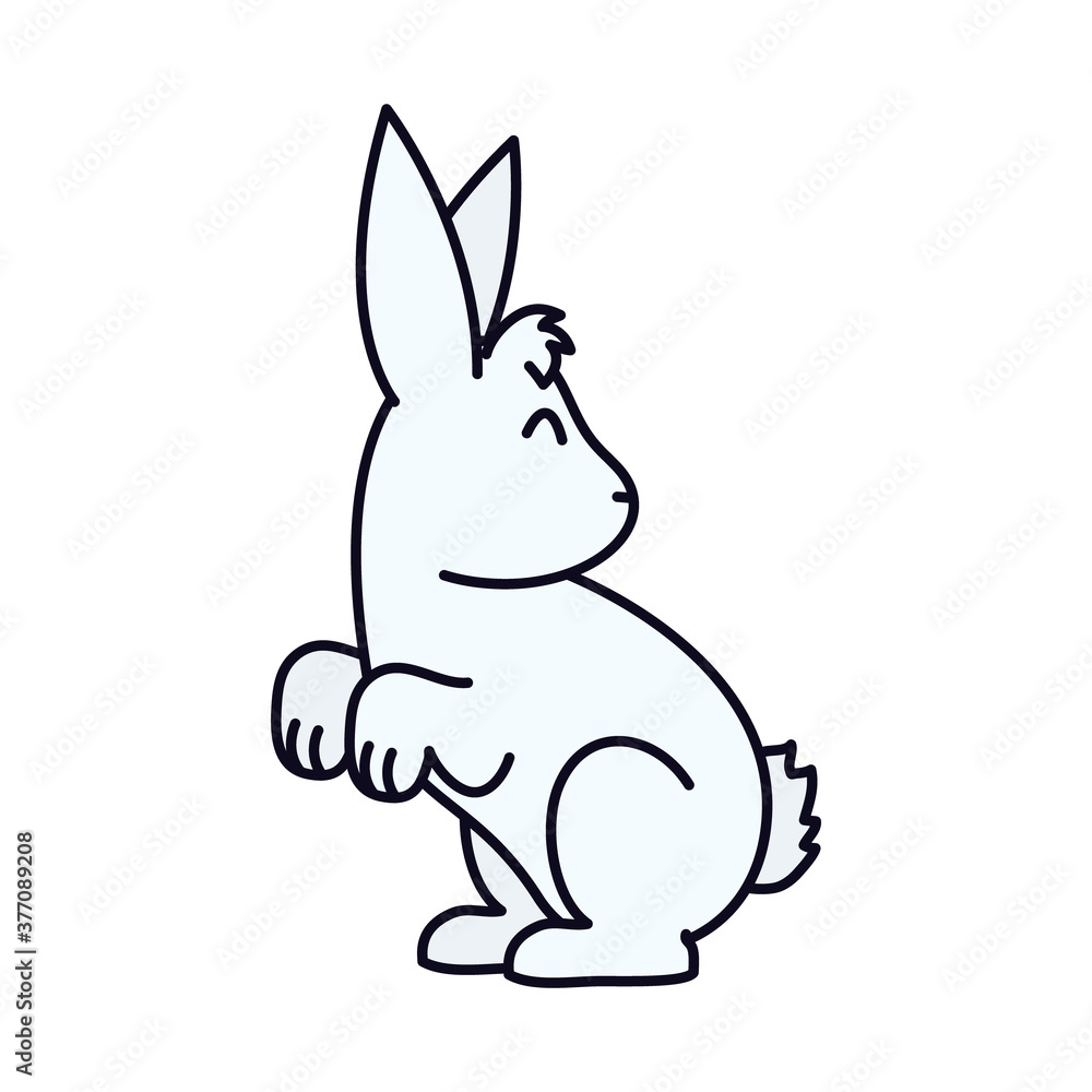 Fototapeta premium cute rabbit icon, line and fill style