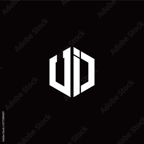 Initial U I letter with polygon modern style logo template vector