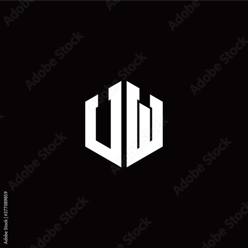 Initial U W letter with polygon modern style logo template vector