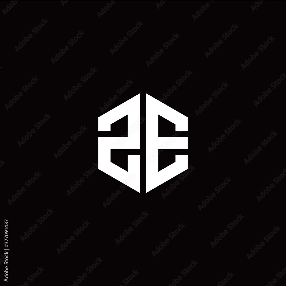 Initial Z E letter with polygon modern style logo template vector Initial Z E letter with polygon modern style logo template vector