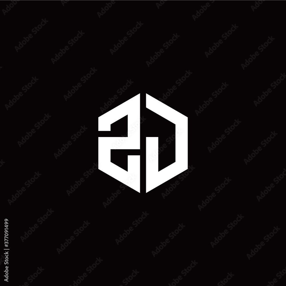 Initial Z J letter with polygon modern style logo template vector Initial Z J letter with polygon modern style logo template vector