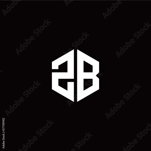 Initial Z B letter with polygon modern style logo template vector