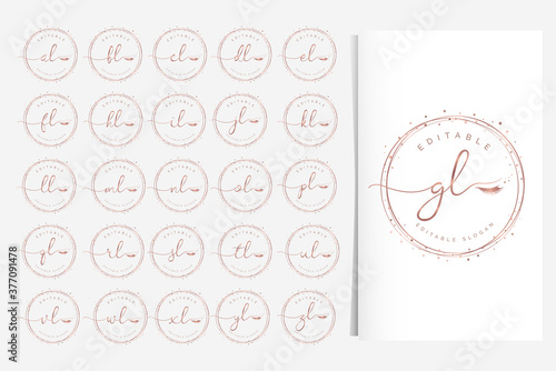 Eyelashes monogram letter logo collection template