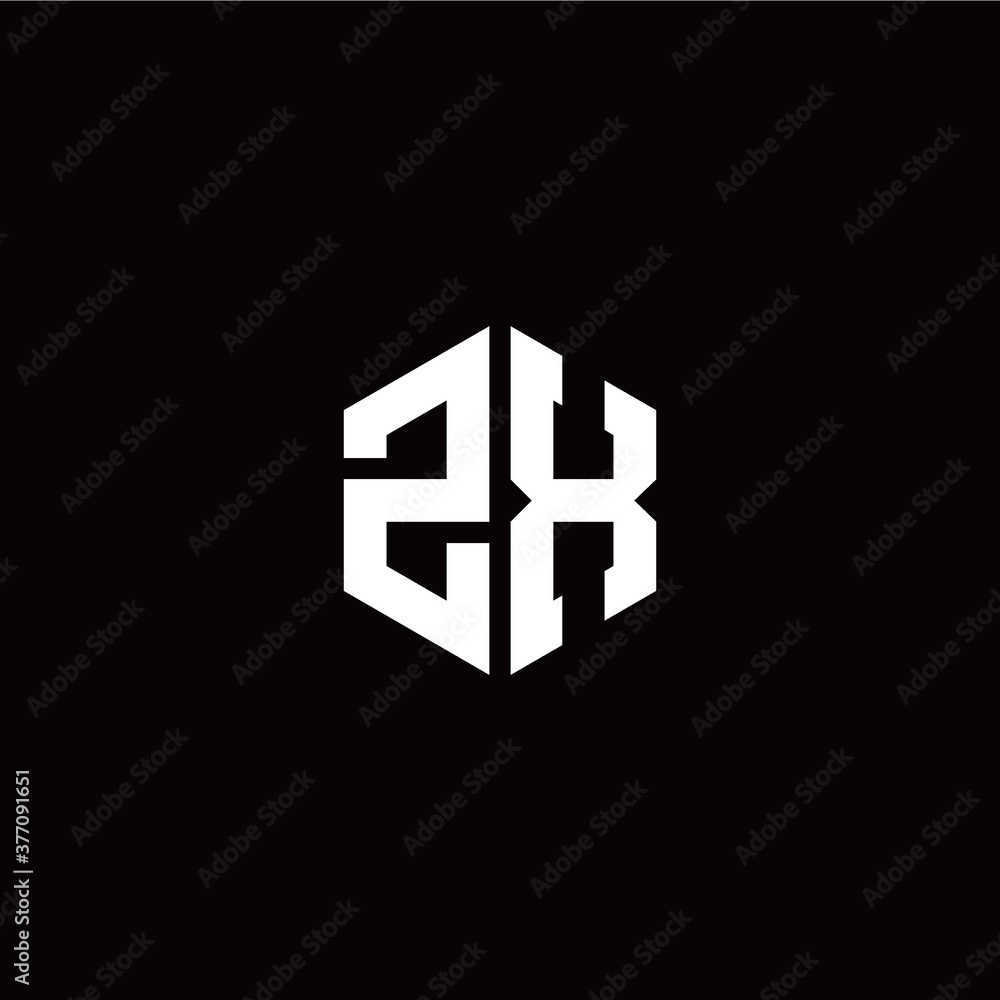 Initial Z X letter with polygon modern style logo template vector Initial Z X letter with polygon modern style logo template vector