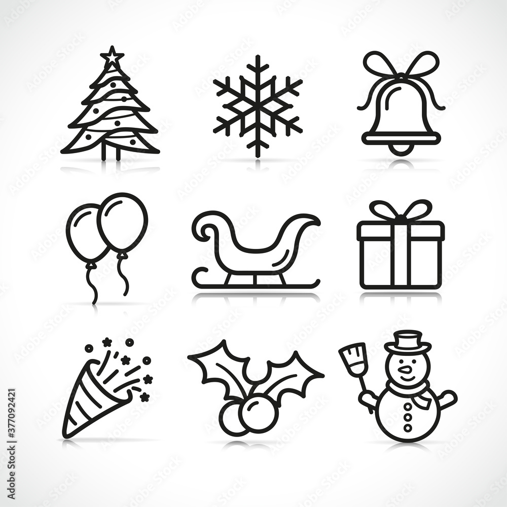 Vector christmas celebration icons set