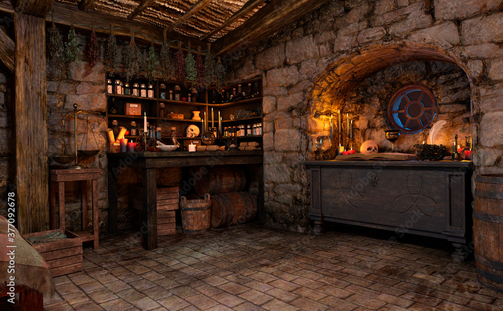 3D Rendering Medieval Fantasy Cottage