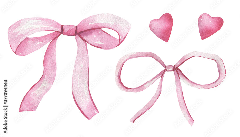 Collection of ribbons hand-drawn in watercolor and isolated on a white background. High quality illustration. Collection of ribbons hand-drawn in watercolor and isolated on a white background. High quality illustration.