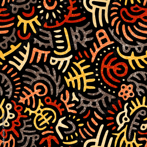 Seamless african pattern in patchwork style. Ethnic and tribal motives. Doodle ornament. Print for textiles. Vector illustration.