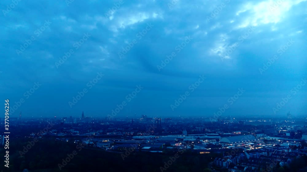 Cologne cityscape at night, North Rhine-Westphalia, Germany