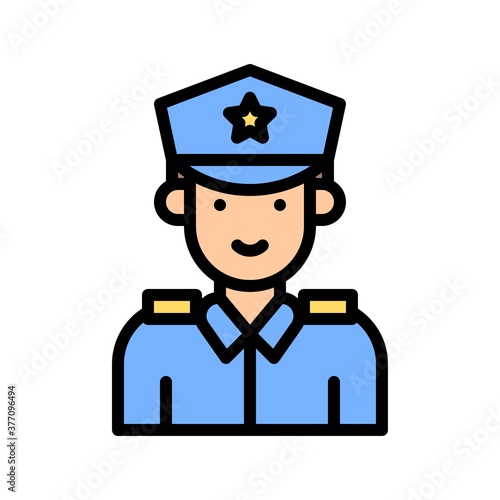 elections related warden police boy or man with uniform and cap vector with editabe stroke,