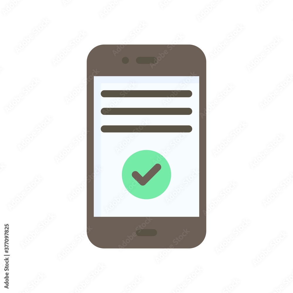 election related tick mark and written text in mobile screen vector in flat style, election related tick mark and written text in mobile screen vector in flat style,