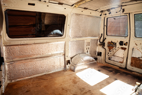 Conversion of a t4 van into a camper van.. Sound proofing and insulation have been added.