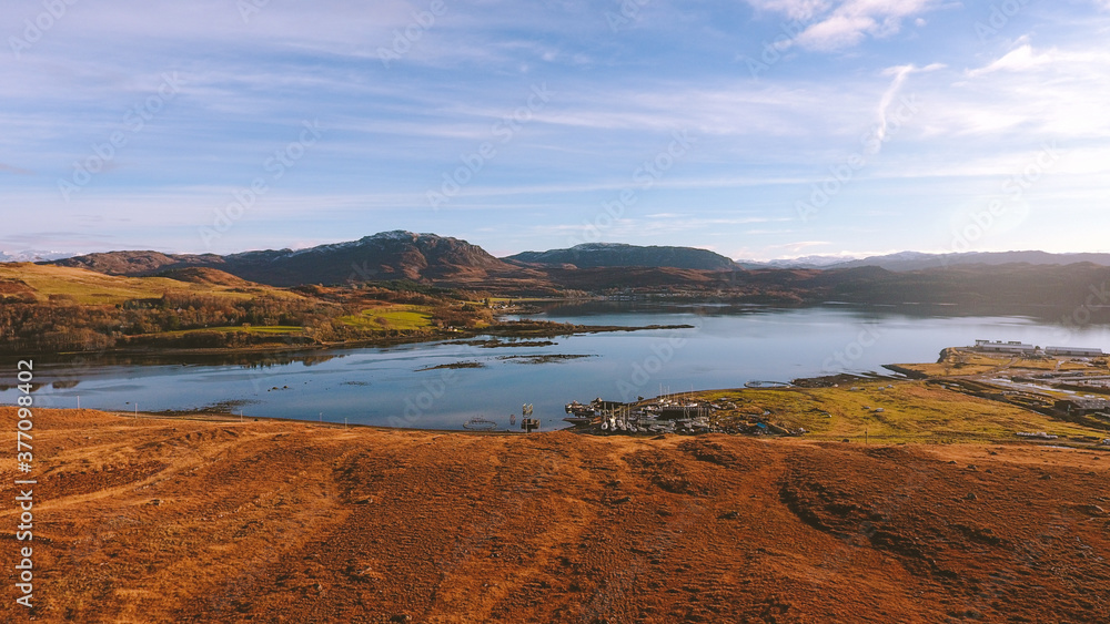 Aerial Loch Kishorn, Scottish highlands Aerial Loch Kishorn, Scottish highlands