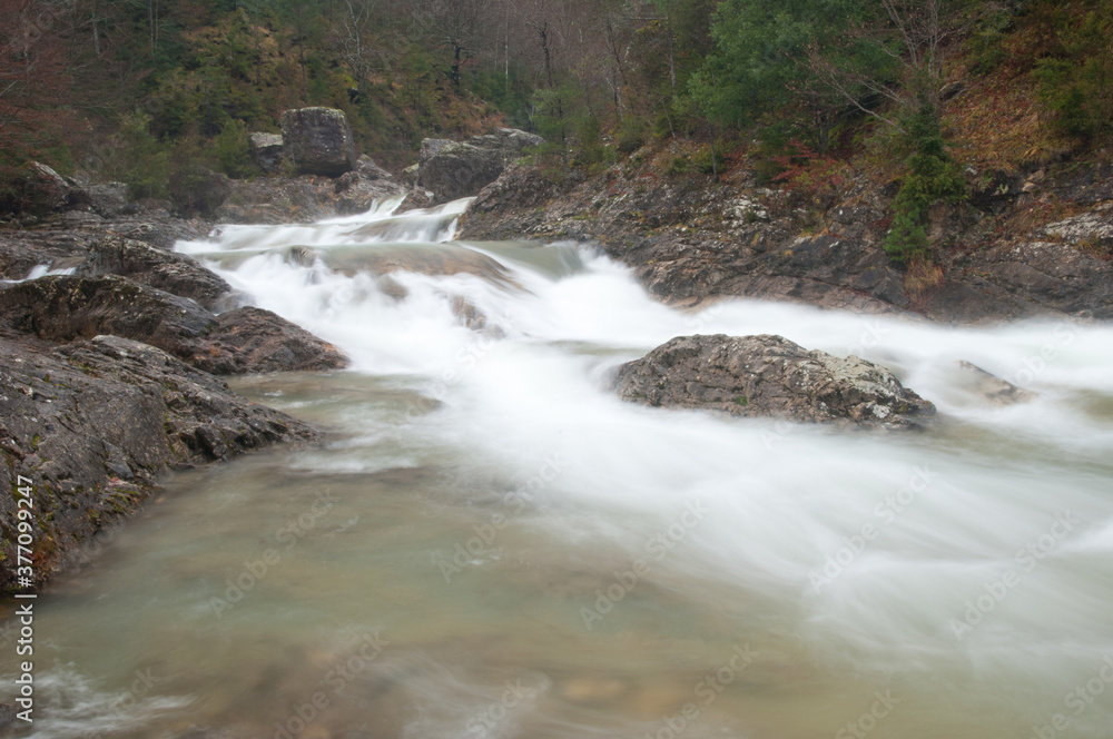 Fototapeta premium Bellos River in the Ordesa and Monte Perdido National Park. Añisclo Canyon. Pyrenees. Huesca. Aragon. Spain.
