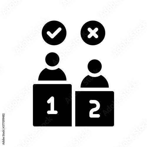 election related winner with correct mark and loser with incorrect mark vector in solid design,