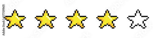 Set of pixel stars with video games isolated on a white background. '8-bit style. Vector illustration
