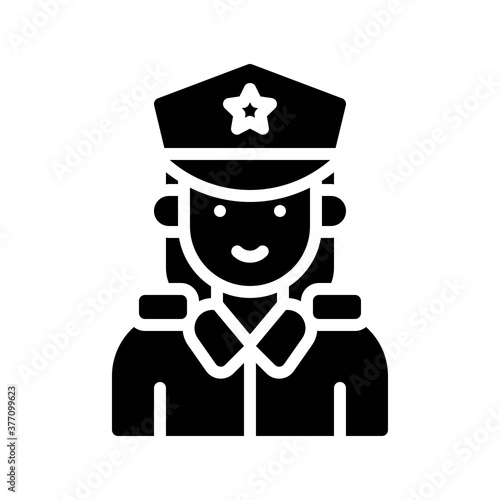 elections related warden police lady or girl with uniform and cap vector in solid design,