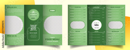 Food menu trifold brochure template. Food brochure for restaurant.