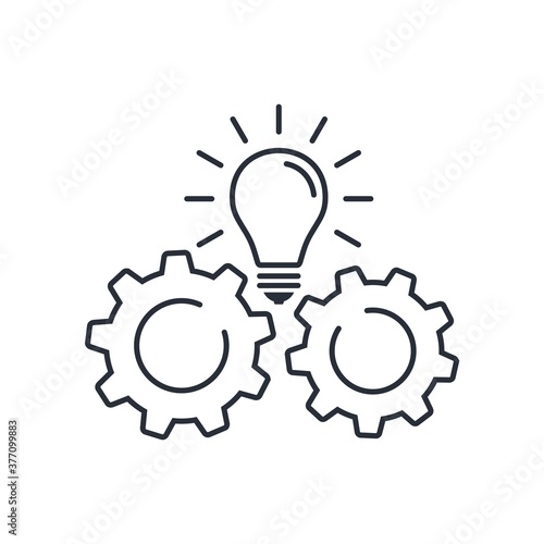 Implementation. Process.Vector linear icon isolated on white background.