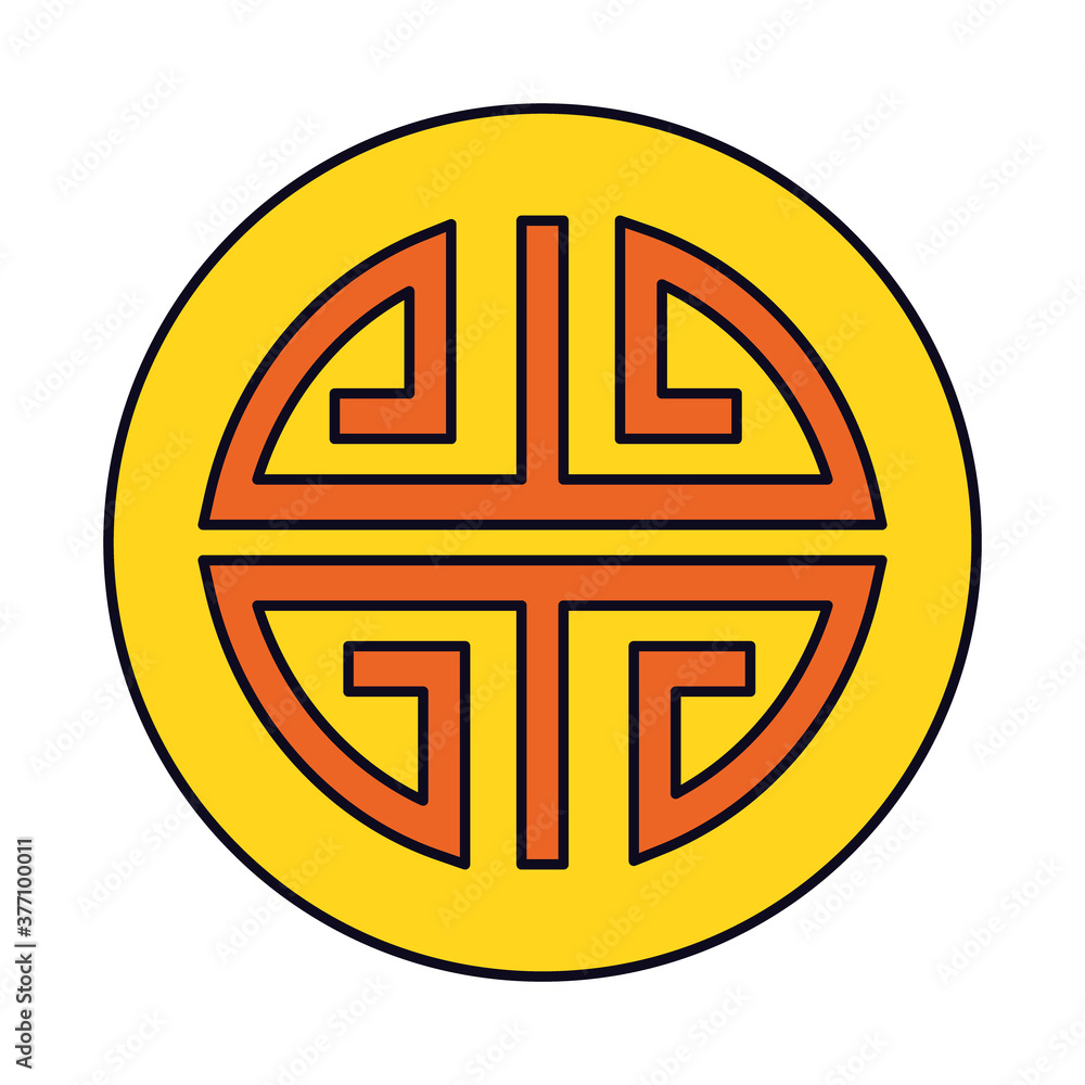chinese charm icon of Mid autumn concept, line and fill style chinese charm icon of Mid autumn concept, line and fill style