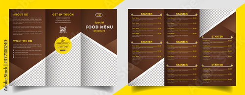Food menu trifold brochure template. Food brochure for restaurant.