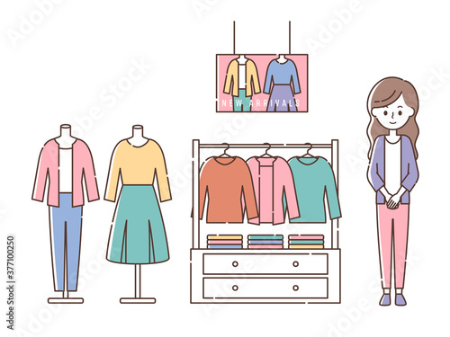 アパレルショップで接客する女性スタッフ