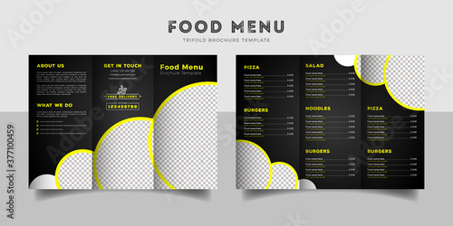 Food menu trifold brochure template. Food brochure for restaurant.