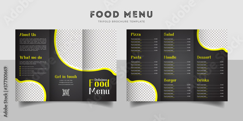 Food menu trifold brochure template. Food brochure for restaurant.