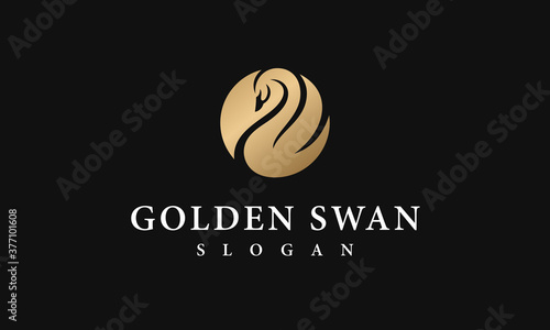 Luxury Golden Swan Logo | Royal Swan Vector Design Template for Beauty Fashion Cosmetics Brand
