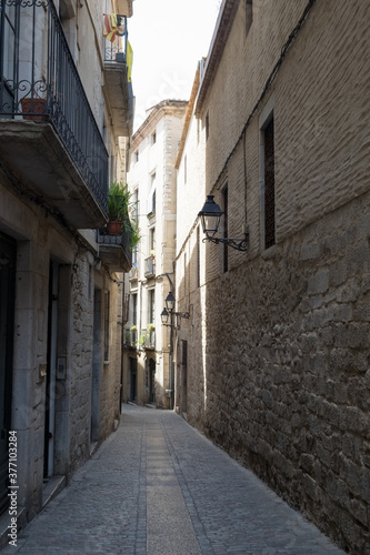 The beautiful medieval architecture and narrow streets of ancient town of Girona  Spain