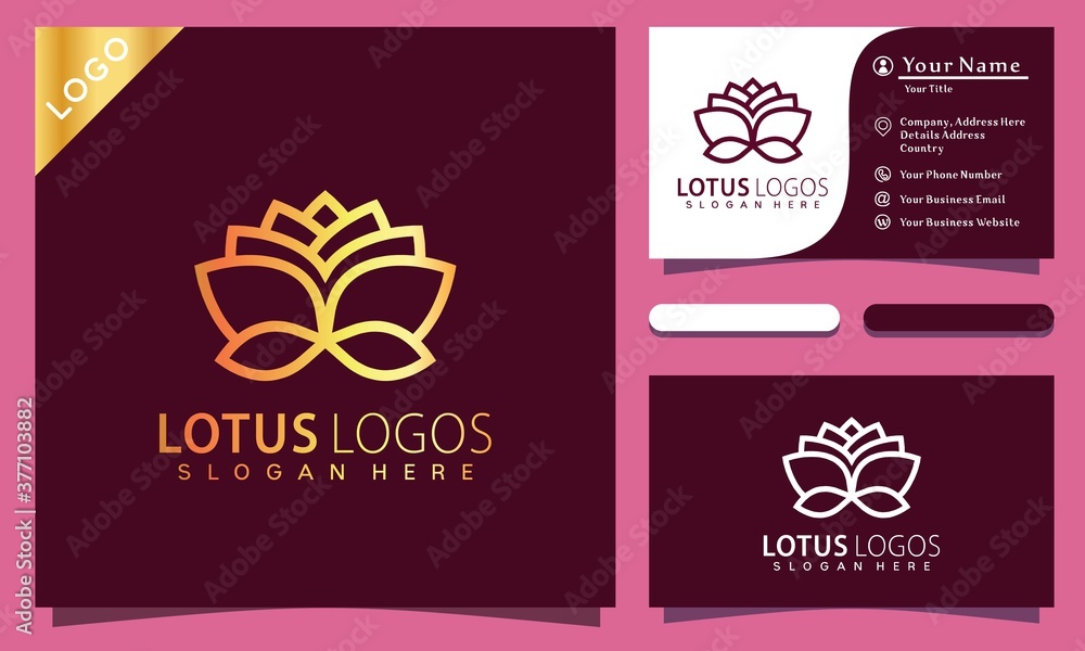 Beauty Lotus Flower logo design vector illustration, elegant, modern company business card template