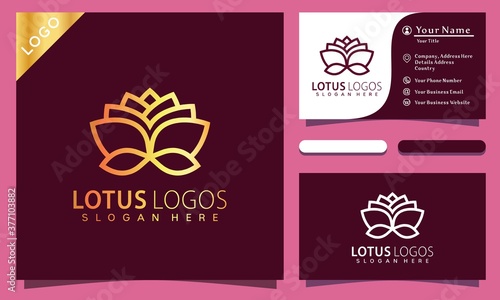 Beauty Lotus Flower logo design vector illustration, elegant, modern company business card template