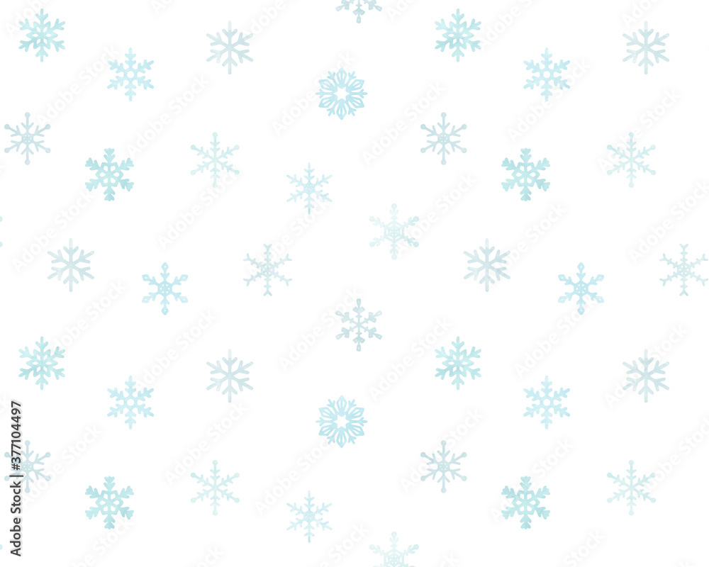水彩風の雪の結晶の背景／パターン／かわいい／パステルカラー／冬／クリスマス／テクスチャ